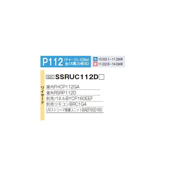 画像2: ダイキン SSRUC112D F 業務用エアコン 天井埋込 UVストリーマ除菌 S-ラウンドフロー センシング ペア FIVESTARZEAS P112形 4馬力 三相 ワイヤード ♪ (2)