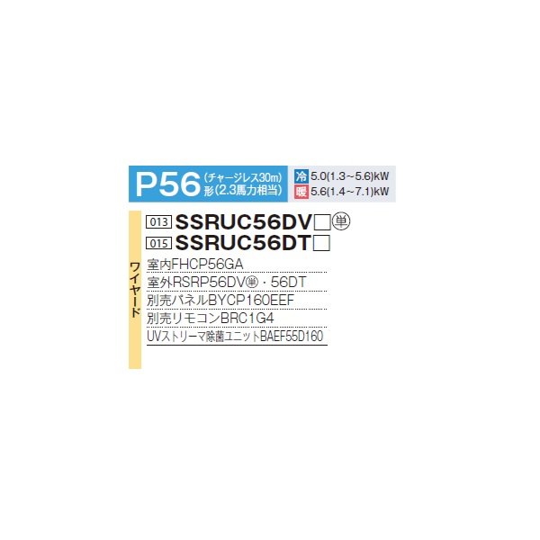 画像2: ダイキン SSRUC56DV F 業務用エアコン 天井埋込 UVストリーマ除菌 S-ラウンドフロー センシング ペア FIVESTARZEAS P56形 2.3馬力 単相 ワイヤード ♪ (2)