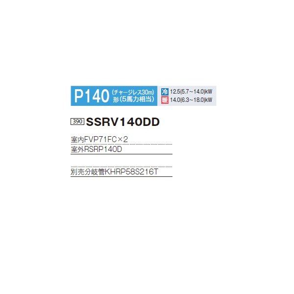 画像2: ダイキン 『SSRV140DD+分岐管』 業務用エアコン 床置形 ツイン同時マルチ FIVESTARZEAS P140形 5馬力 三相 ♪ (2)