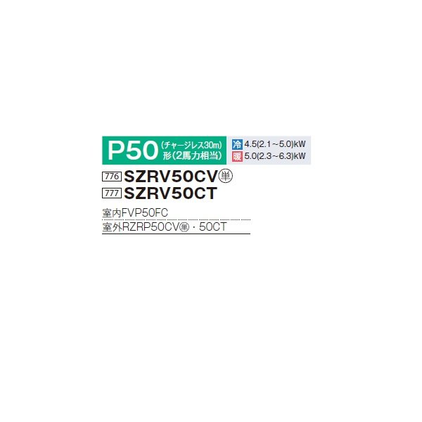 画像2: ダイキン SZRV50CV 業務用エアコン 床置形 ペア EcoZEAS P50形 2馬力 単相 ♪ (2)
