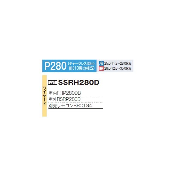 画像2: ダイキン SSRH280D 業務用エアコン 天井吊形 センシング ペア FIVESTARZEAS P280形 10馬力 三相 ワイヤード ♪ (2)