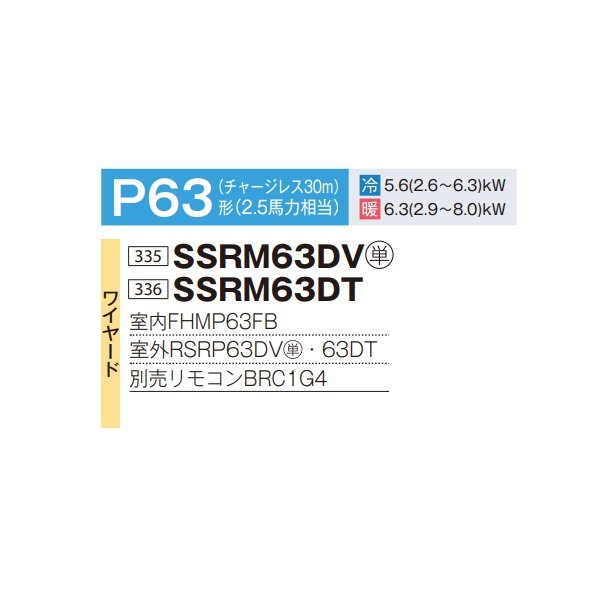 画像2: ダイキン SSRM63DV 業務用エアコン 天井埋込ダクト形 高静圧 ペア FIVESTARZEAS P63形 2.5馬力 単相 ワイヤード ♪ (2)