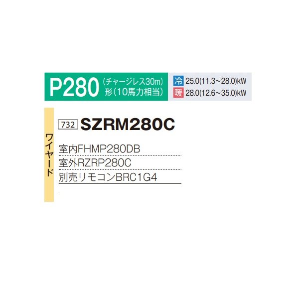 画像2: ダイキン SZRM280C 業務用エアコン 天井埋込ダクト形 標準 ペア EcoZEAS P280形 10馬力 三相 ワイヤード ♪ (2)