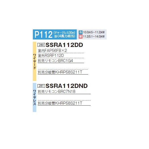 画像2: ダイキン 『SSRA112DD+分岐管』 業務用エアコン 壁掛形 ツイン同時マルチ FIVESTARZEAS P112形 4馬力 三相 ワイヤード ♪ (2)