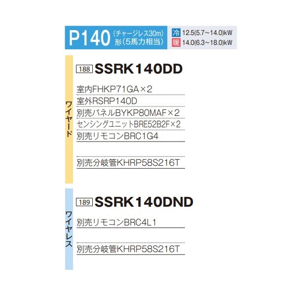 画像2: ダイキン 『SSRK140DD+分岐管』 業務用エアコン 天井埋込カセット形 シングルフロー センシング ツイン FIVESTARZEAS P140形 5馬力 三相 ワイヤード ♪ (2)