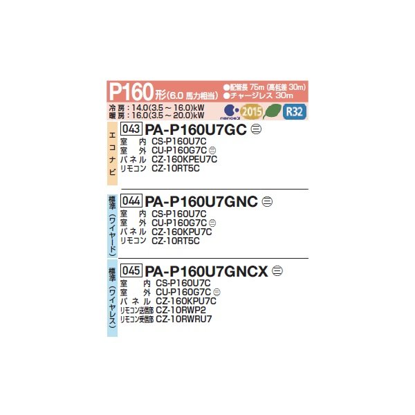 画像2: パナソニック PA-P160U7GNC 業務用エアコン 4方向天井カセット形 XEPHY Premium 標準 シングル P160形 6馬力 三相200V ♪ (2)