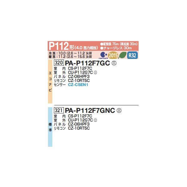 画像2: パナソニック PA-P112F7GNC 業務用エアコン 天井ビルトインカセット形 XEPHY Premium 標準 シングル P112形 4.0馬力 三相200V ♪ (2)