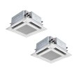 画像1: 三菱 PLZX-ZRMP140HFG6 業務用エアコン 4方向天井カセット i-スクエアタイプ スリムZR 同時ツイン P140形 5馬力 三相200V ワイヤード ♪∀ (1)