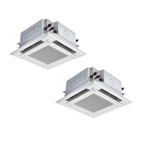 画像1: 三菱 PLZX-ZRMP140HFG6 業務用エアコン 4方向天井カセット i-スクエアタイプ スリムZR 同時ツイン P140形 5馬力 三相200V ワイヤード ♪∀ (1)