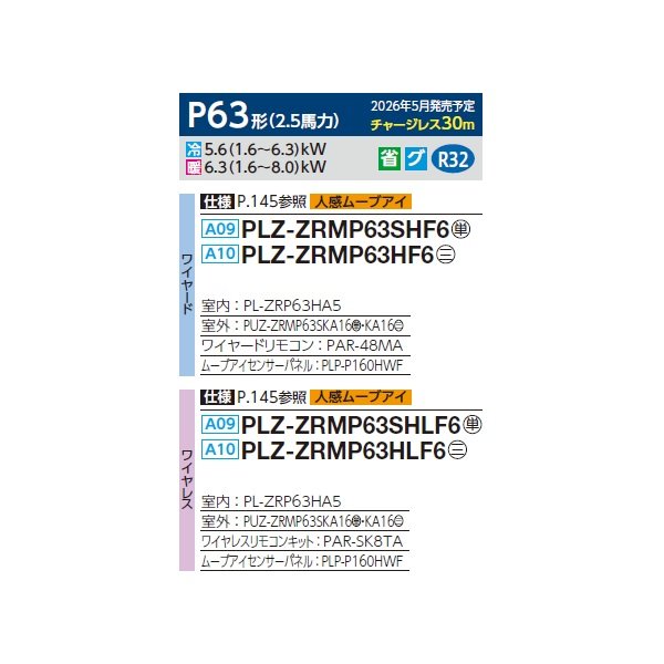 画像2: 三菱 PLZ-ZRMP63HLF6 業務用エアコン 4方向天井カセット i-スクエアタイプ スリムZR 標準シングル P63形 2.5馬力 三相200V ワイヤレス ♪∀ (2)