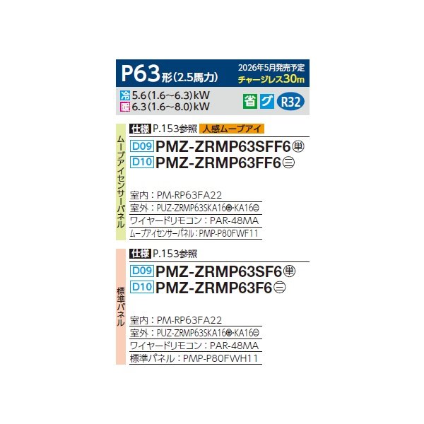 画像2: 三菱 PMZ-ZRMP63FF6 業務用エアコン 1方向天井カセット スリムZR 標準シングル P63形 2.5馬力 三相200V ワイヤード ♪∀ (2)