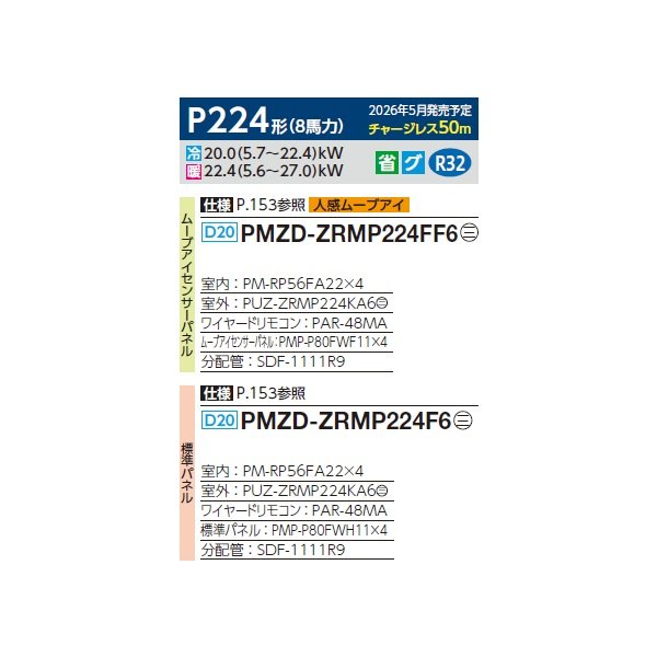 画像2: 三菱 PMZD-ZRMP224FF6 業務用エアコン 1方向天井カセット スリムZR 同時フォー P224形 8馬力 三相200V ワイヤード ♪∀ (2)