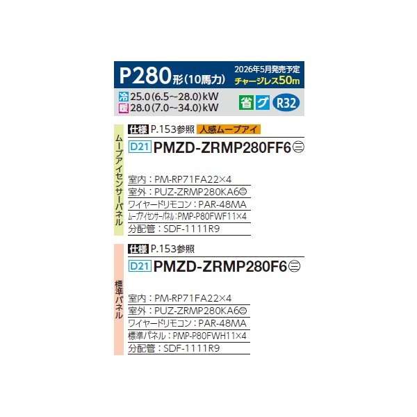 画像2: 三菱 PMZD-ZRMP280FF6 業務用エアコン 1方向天井カセット スリムZR 同時フォー P280 10馬力 三相200V ワイヤード ♪∀ (2)