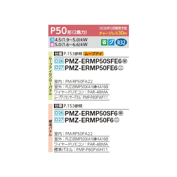 画像2: 三菱 PMZ-ERMP50SF6 業務用エアコン 1方向天井カセット スリムER 標準シングル P50形 2馬力 単相200V ワイヤード ♪∀ (2)
