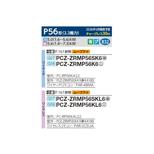 画像2: 三菱 PCZ-ZRMP56KL6 業務用エアコン 天吊 スリムZR 標準シングル P56形 2.3馬力 三相200V ワイヤレス ♪∀ (2)