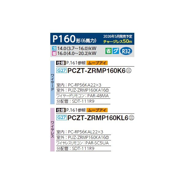 画像2: 三菱 PCZT-ZRMP160KL6 業務用エアコン 天吊 スリムZR 同時トリプル P160形 6馬力 三相200V ワイヤレス ♪∀ (2)