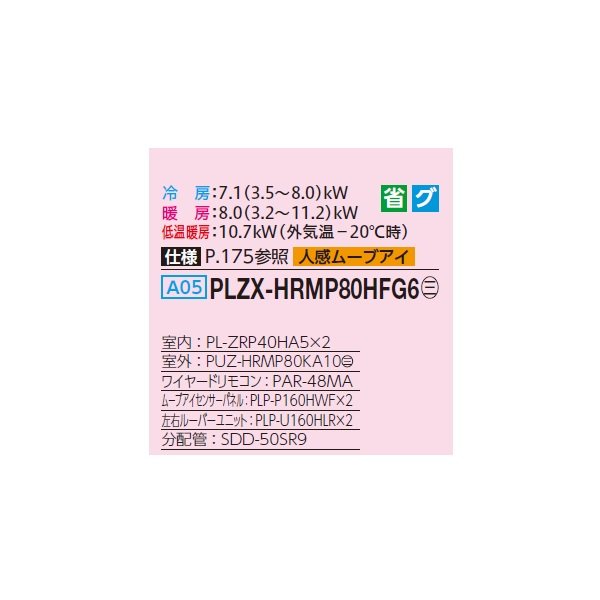 画像2: 三菱 PLZX-HRMP80HFG6 業務用エアコン 4方向天井カセット i-スクエアタイプ ズバ暖スリム Hシリーズ 同時ツイン P80形 3馬力 三相200V ワイヤード ♪ (2)