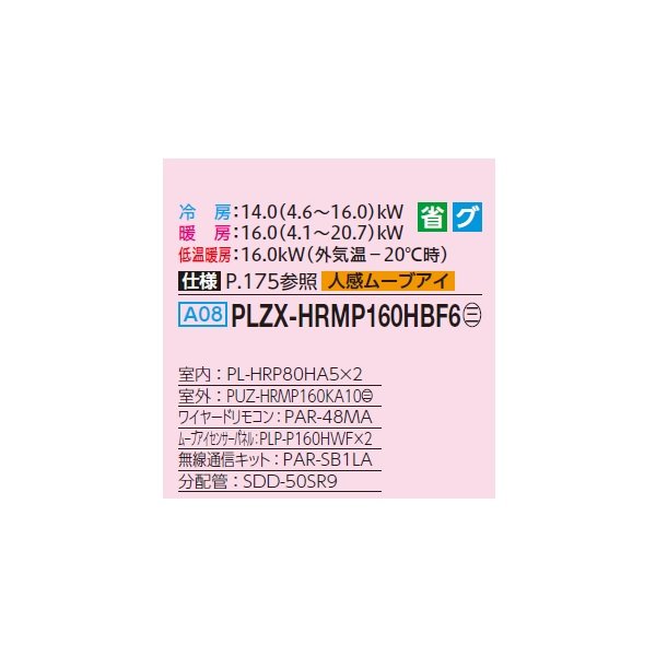 画像2: 三菱 PLZX-HRMP160HBF6 業務用エアコン 4方向天井カセット i-スクエアタイプ ズバ暖スリム Hシリーズ 同時ツイン P160形 6馬力 三相200V ワイヤード ♪ (2)