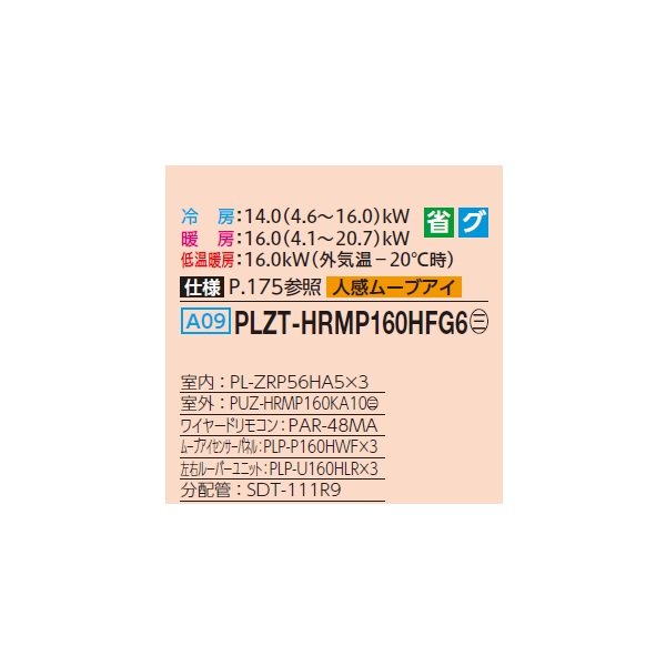 画像2: 三菱 PLZT-HRMP160HFG6 業務用エアコン 4方向天井カセット i-スクエアタイプ ズバ暖スリム Hシリーズ 同時トリプル P160形 6馬力 三相200V ワイヤード ♪ (2)