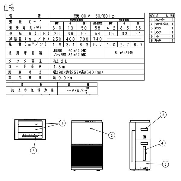 画像3: パナソニック F-VXW70-TM 加湿空気清浄機 ハウスダストセンサー ナノイーX 31畳 木目調 【個人後払いNG】 (3)