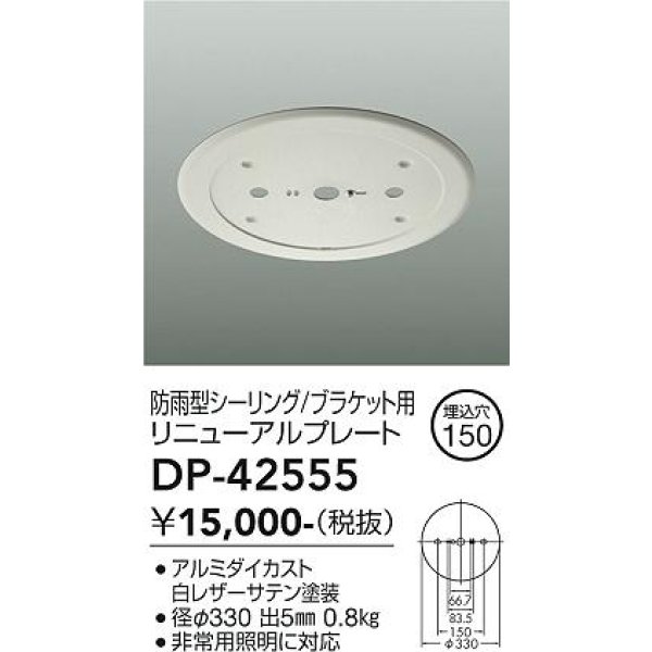 画像2: 大光電機(DAIKO) DP-42555 部材 埋込穴φ150 非常灯 リニューアルプレート 防雨形 ホワイト (2)