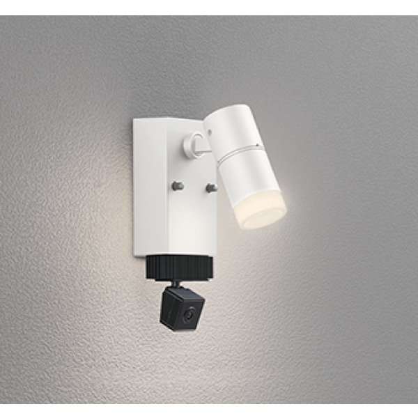 画像1: オーデリック OG264228R1 エクステリアライト スポットライト LED一体型 電球色 高演色LED 顔識別カメラ付 コーキングレス型 防雨型 オフホワイト (1)