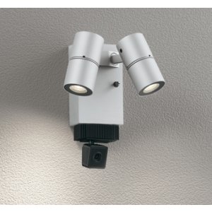 画像: オーデリック OG264250R1 エクステリアライト スポットライト LED一体型 電球色 高演色LED 顔識別カメラ付 コーキングレス型 防雨型 マットシルバー