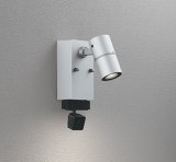 画像: オーデリック OG264262R1 エクステリアライト スポットライト LED一体型 電球色 高演色LED 顔識別カメラ付 コーキングレス型 防雨型 マットシルバー