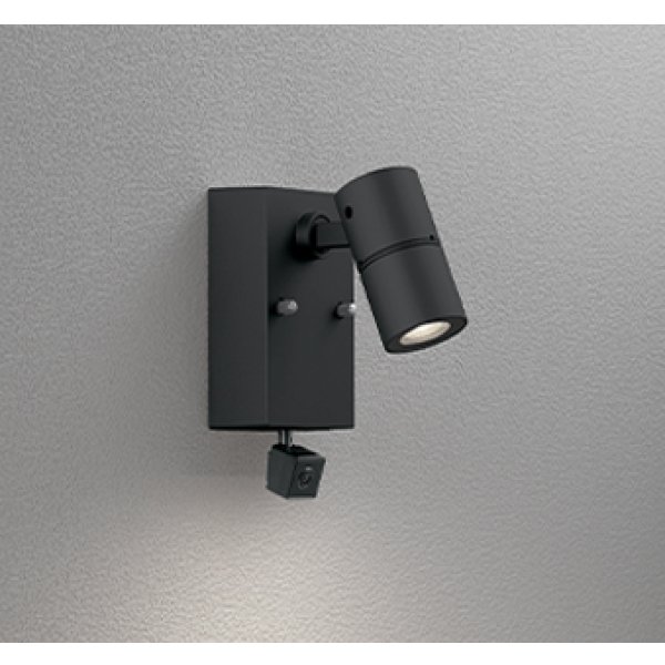 画像1: オーデリック OG264265R1 エクステリアライト スポットライト LED一体型 電球色 高演色LED 人検知カメラ付 コーキングレス型 防雨型 ブラック (1)