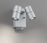 画像: オーデリック OG264272R1 エクステリアライト スポットライト LED一体型 電球色 高演色LED 人感センサー コーキングレス型 防雨型 マットシルバー