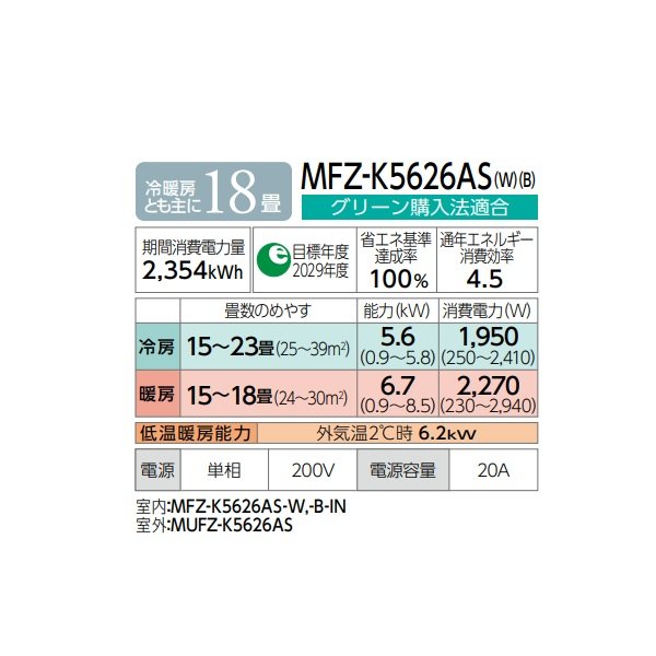 画像2: 三菱 MFZ-K5626AS-B ハウジングエアコン 床置形 Kシリーズ 18畳程度 単相200V ダークブラウン (MFZ-K5622AS-Bの後継品) ♪ (2)