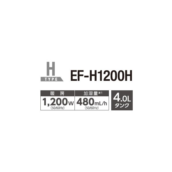 画像2: ダイニチ EF-H1200H(W) 加湿セラミックファンヒーター H TYPE 暖房 1,200w 50/60Hz 4.0Lタンク 加湿量480mL/h ホワイト (EF-H1200G の後継品) (2)