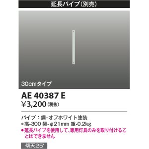 画像: コイズミ照明　AE40387E　R-(T-)シリーズ用延長パイプ 30cmタイプ ホワイト