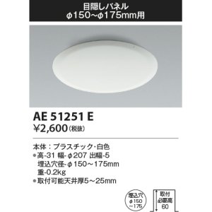 画像: コイズミ照明　AE51251E　ダウンライト 目隠しパネル φ150〜φ175用 ホワイト