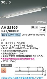 画像: コイズミ照明 AH55165 ベースライト 調光 調光器別売 LED一体型 昼白色 直付・壁付取付 プラグタイプ 1200mmタイプ 白色