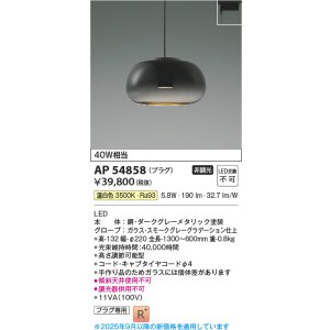 画像: コイズミ照明 AP54858 ペンダント 非調光 LED一体型 温白色 プラグタイプ スモークグレーグラデーション