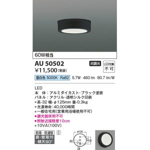画像: コイズミ照明　AU50502　アウトドアライト LED一体型 非調光 昼白色 防雨・防湿型 直・壁取付 傾斜天井対応 ブラック