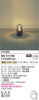 画像: コイズミ照明　AU51194　エクステリア ガーデンライト 非調光 LEDランプ 電球色 防雨型 ブラウン