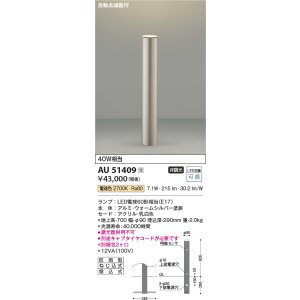 画像: コイズミ照明　AU51409(2梱包)　エクステリア ガーデンライト 非調光 LEDランプ 電球色 防雨型 自動点滅器付 ウォームシルバー 受注生産品 [§]