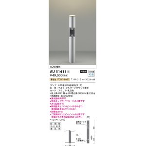 画像: コイズミ照明　AU51411(2梱包)　エクステリア ガーデンライト 非調光 LEDランプ 電球色 防雨型 シルバーメタリック 受注生産品 [§]