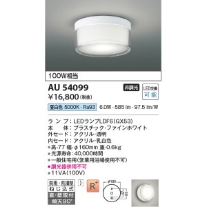 画像: コイズミ照明　AU54099　アウトドアライト 非調光 LEDランプ 昼白色 防雨・防湿型 直付・壁付取付 ファインホワイト