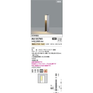 画像: コイズミ照明 AU55785 アウトドアライト ガーデンライト 非調光 電球色 下面照射 キャブタイヤケーブル別売 防雨型 サテンシルバー