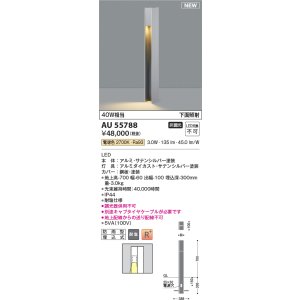 画像: コイズミ照明 AU55788 アウトドアライト ガーデンライト 非調光 電球色 下面照射 キャブタイヤケーブル別売 防雨型 サテンシルバー