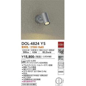 画像: 大光電機(DAIKO)　DOL-4824YS　アウトドアライト スポットライト 非調光 LED内蔵 電球色 防雨形 シルバー