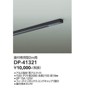 画像: 大光電機(DAIKO)　DP-41321　機能部品 ダクトレール 直付専用型 フィードインボックス・エンドキャップ1個付タイプ 2m用 黒