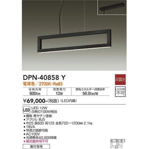 画像: 大光電機(DAIKO)　DPN-40858Y　ペンダント LED内蔵 非調光 電球色 黒 直付専用