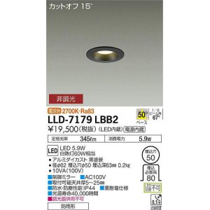 画像: 大光電機(DAIKO) LLD-7179LBB2 ダウンライト 埋込穴φ50 非調光 電球色 ビーム角50度 防雨形 黒