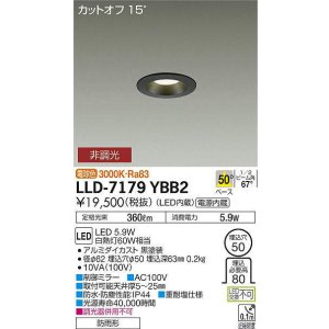 画像: 大光電機(DAIKO) LLD-7179YBB2 ダウンライト 埋込穴φ50 非調光 電球色 ビーム角50度 防雨形 黒