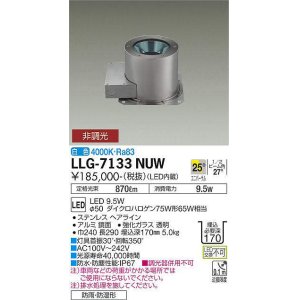 画像: 大光電機(DAIKO) LLG-7133NUW アウトドアライト グランドライト 非調光 白色 ビーム角25度 広角形 防雨・防湿形 ステンカラー