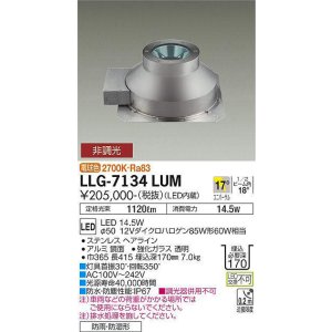 画像: 大光電機(DAIKO) LLG-7134LUM アウトドアライト グランドライト 非調光 電球色 ビーム角17度 中角形 防雨・防湿形 黒